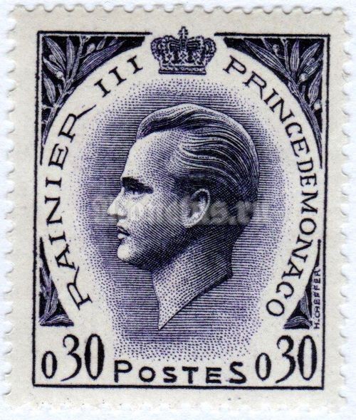 марка Монако 0,30 франка "Prince Rainier III (1923-2005)" 1960 год