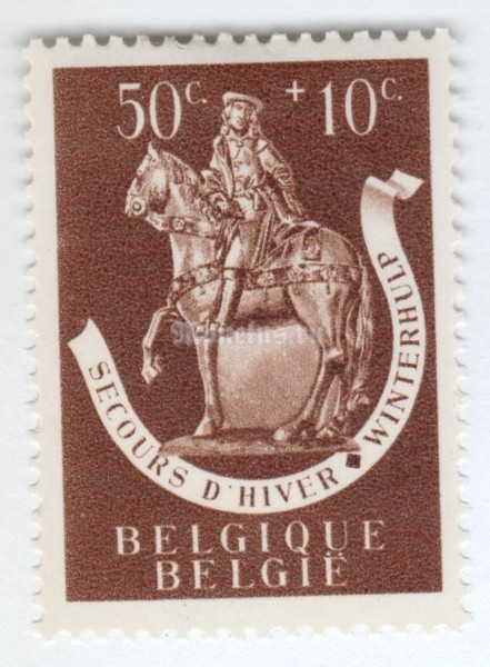 марка Бельгия 50+10 сентим "Statue of St. Martin" 1942 год