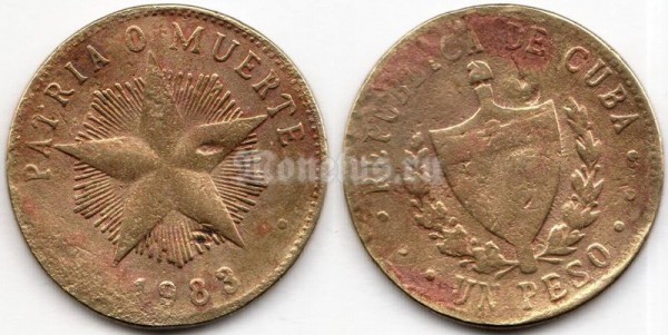 монета Куба 1 песо 1983 год