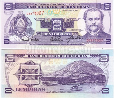 бона Гондурас 2 лемпиры 1993-1994 год