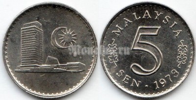 монета Малайзия 5 сенов 1973 год