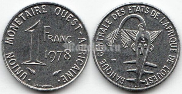 монета Западная Африка 1 франк 1978 год