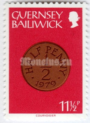 марка Гернси 11 1/2 пенни "Half Penny, 1979" 1980 год