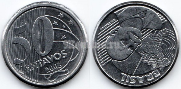 монета Бразилия 50 сентаво 2003 год