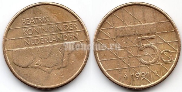 монета Нидерланды 5 центов 1991 год