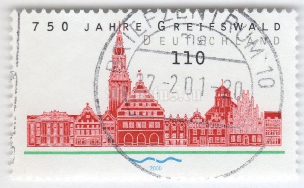 марка ФРГ 110 пфенниг "Greifswald" 2000 год Гашение