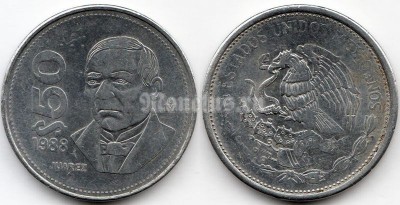 монета Мексика 50 песо 1988 год - Пабло Хуарес