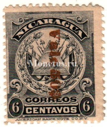 марка Никарагуа 6 сентаво Эмблема с надпечаткой