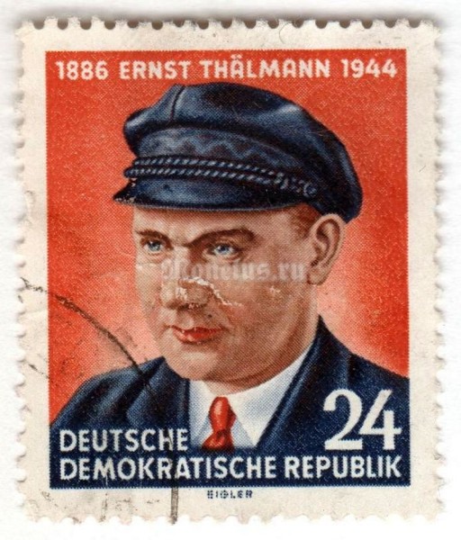 марка ГДР 24 пфенниг "Thälmann, Ernst" 1954 год Гашение