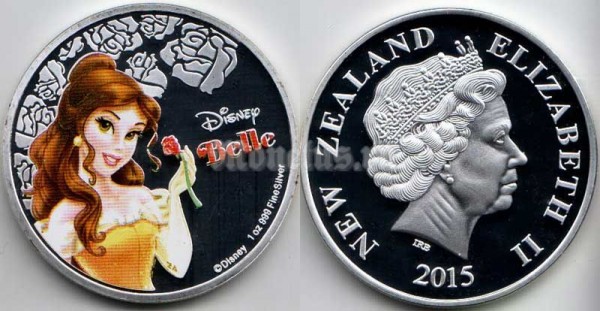 Монетовидный жетон Новая Зеландия 2015 год серия "Принцессы" - Бэлль