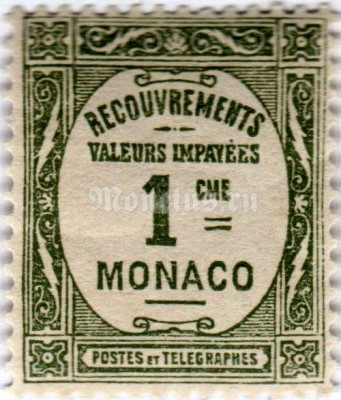марка Монако 1 сентиме "Numeral" 1925 год