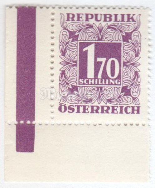 марка Австрия 1,70 шиллинга "Digit in square frame" 1949 год