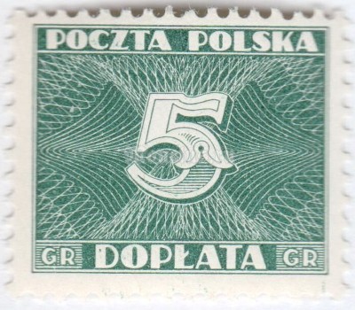 марка Польша 5 грош "Number" 1938 год