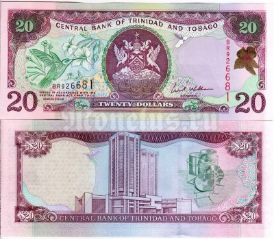 бона Тринидад и Тобаго 20 долларов 2002 год