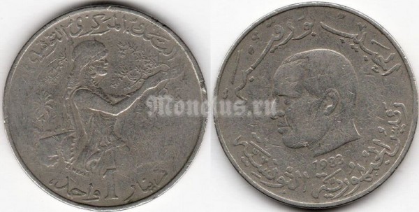 монета Тунис 1 динар 1983 год