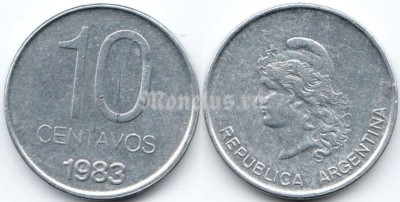 Монета Аргентина 10 центаво 1983 год