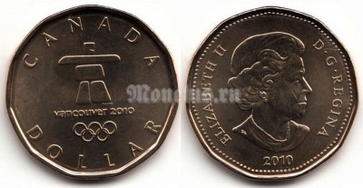 монета Канада 1 доллар 2010 год XXI зимние Олимпийские игры Ванкувер
