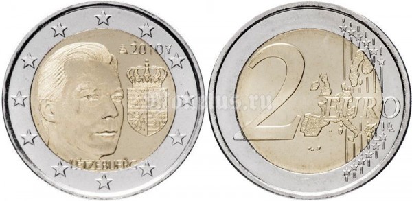 монета Люксембург 2 евро 2010 год - Герцог Анри