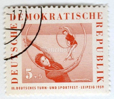 марка ГДР 5+5 пфенниг "Rhythmic Gymnastics" 1959 год Гашение