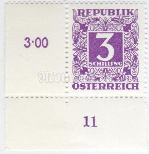 марка Австрия 3 шиллинга "Digit in square frame" 1951 год