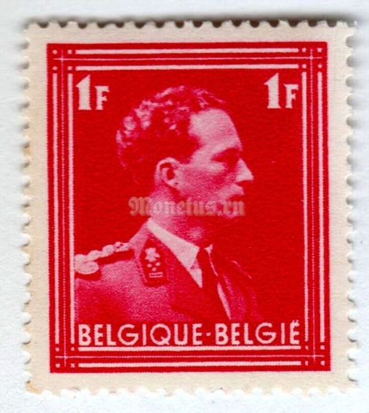 марка Бельгия 1 франк "King Leopold III" 1936 год