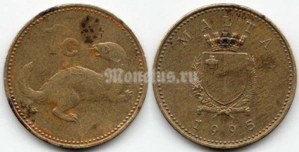 монета Мальта 1 цент 1995 год