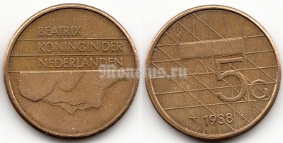монета Нидерланды 5 центов 1988 год