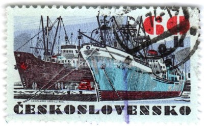 марка Чехословакия 60 геллер "Ship Mír" 1972 год Гашение