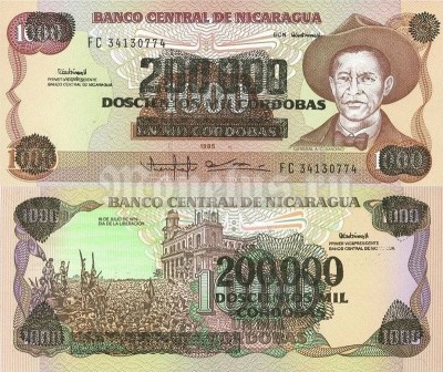 бона Никарагуа 200 000 кордоба 1990 год на 1000 кордоба 1985 год