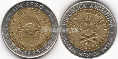 монета Аргентина 1 песо 1995 год