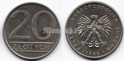 монета Польша 20 злотых 1986 год