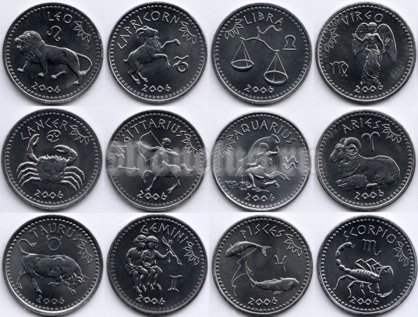 Сомалиленд набор из 12 монет знаки зодиака 2006 год