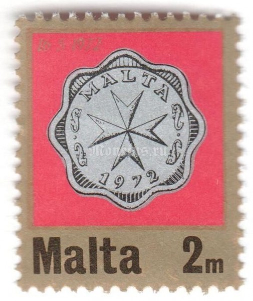 марка Мальта 2 мил "Maltese Cross" 1972 год