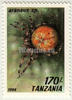 марка Танзания 170 шиллингов "Orb-weaving Spider (Araneus sp.)" 1994 год