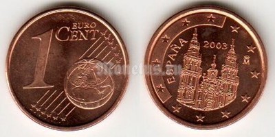 монета Испания 1 евро цент 2003 год
