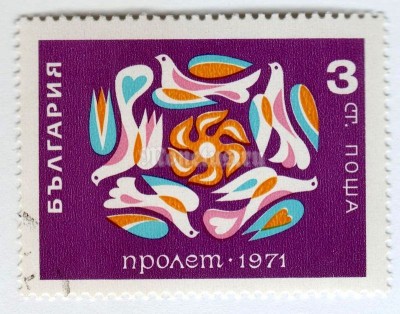 марка Болгария 3 стотинки "Flowers, Birds and the Sun" 1971 год Гашение