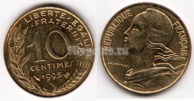 монета Франция 10 сантимов 1995 год