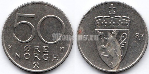 монета Норвегия 50 эре 1983 год