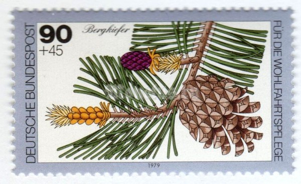 марка ФРГ 90+45 пфенниг "Mountain Pine" 1979 год