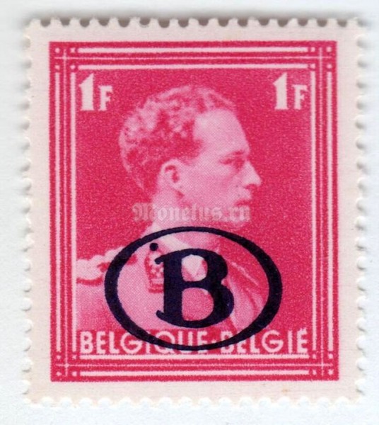 марка Бельгия 1 франк "King Leopold III" 1941 год