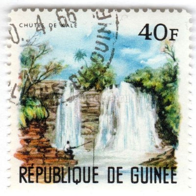 марка Гвинея 40 франков "Waterfall in Kalé" 1966 год Гашение