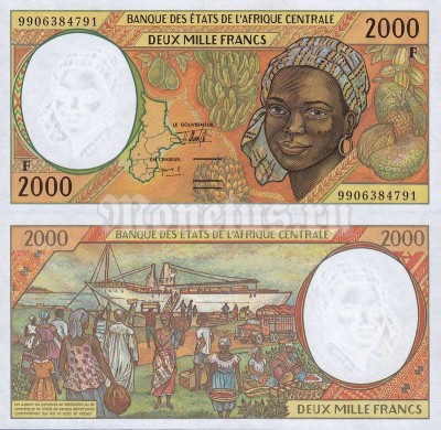 Банкнота Центральная Африка 2000 франков 1999 год