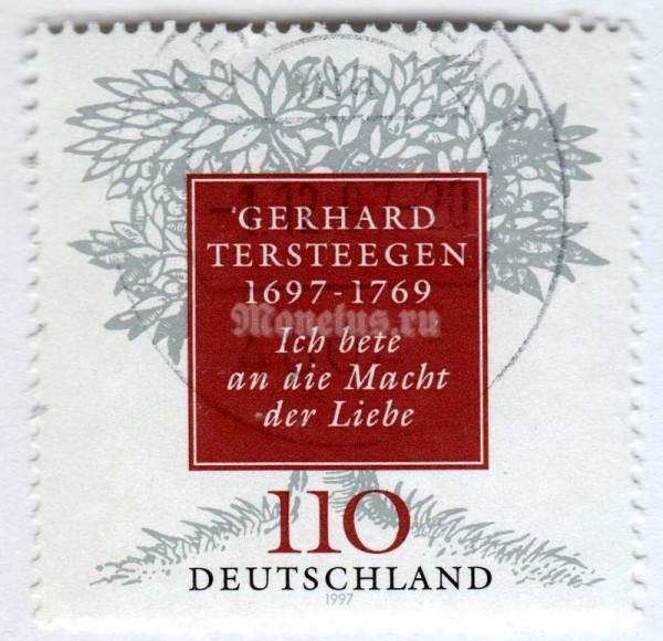 марка ФРГ 110 пфенниг "Tersteegen, Gerhard" 1997 год Гашение