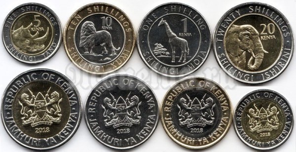 Кения набор из 4-х монет 2018 год