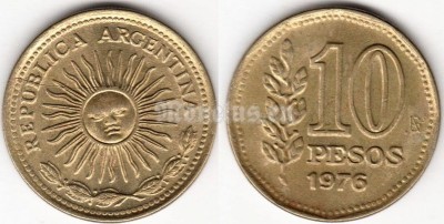 монета Аргентина 10 песо 1976 год