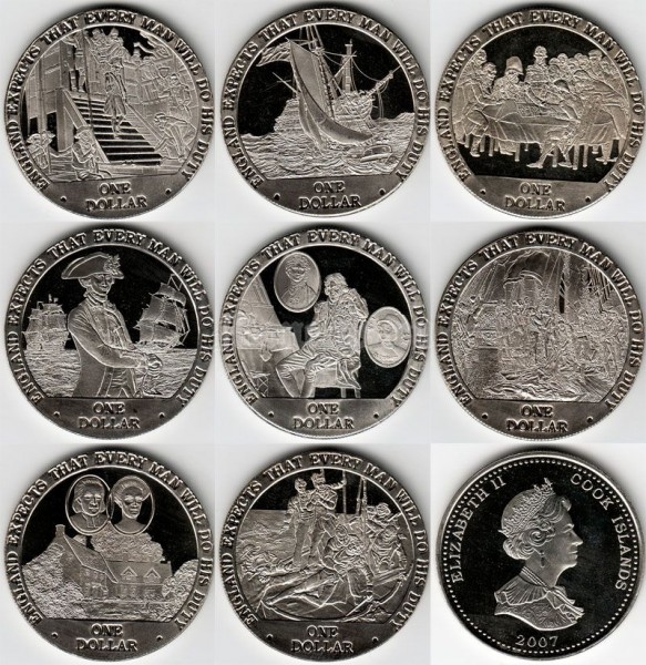 Острова Кука набор из 8-ти монет 2007 год Елизавета II
