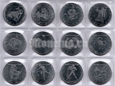 Сомалиленд набор из 12 монет знаки зодиака 2012 год