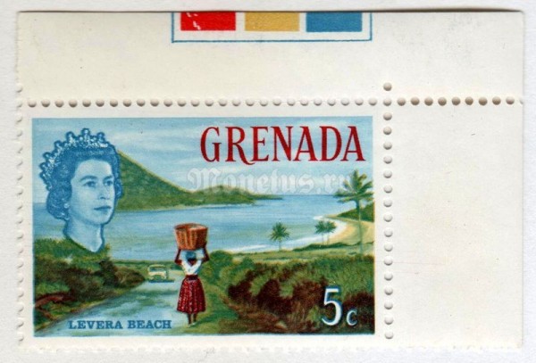 марка Гренада 5 центов "Levera Beach" 1966 год