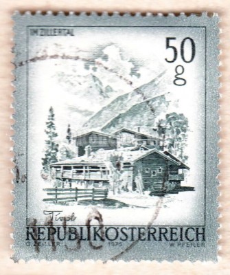 марка Австрия 50 Австрийских грош "Майрхофен, Циллерталь" 1975 год