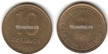 монета Аргентина 10 центаво 2006 год